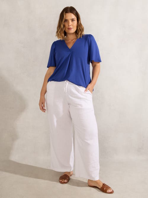 Live Unlimited Jersey Flutter Sleeve V-neck T-shirt In Blue