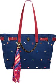 Kurt Geiger London Sloane Embroidered Canvas Shopper Bag