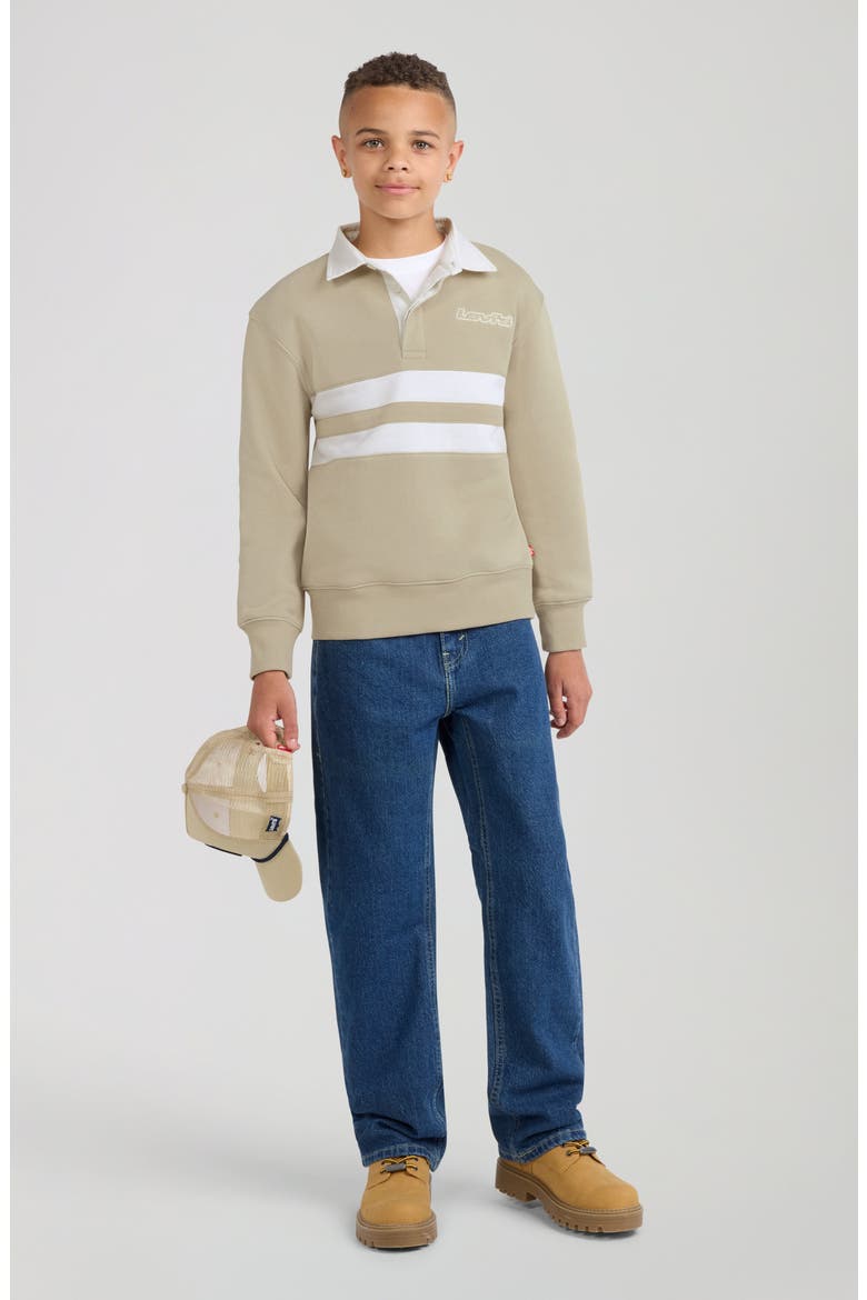 Kids' Striped Rugby Sweatshirt, Alternate, color, FIELDS OF RYE