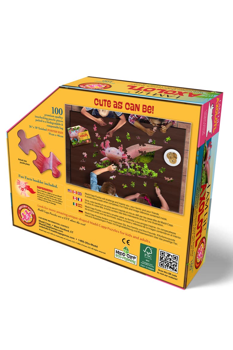 I Am Lil Axolotl 100 Piece Animal Shaped Puzzle, Alternate, color, Multicolored