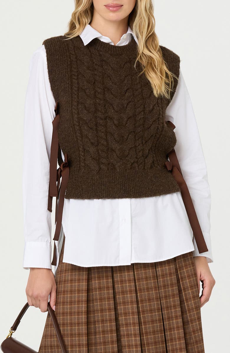 ASTR the Label Cortney Sweater Vest, Main, color, Brown