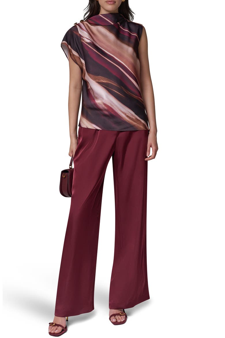 Printed High Neck Sleeveless Top, Alternate, color, BLACK CHERRY