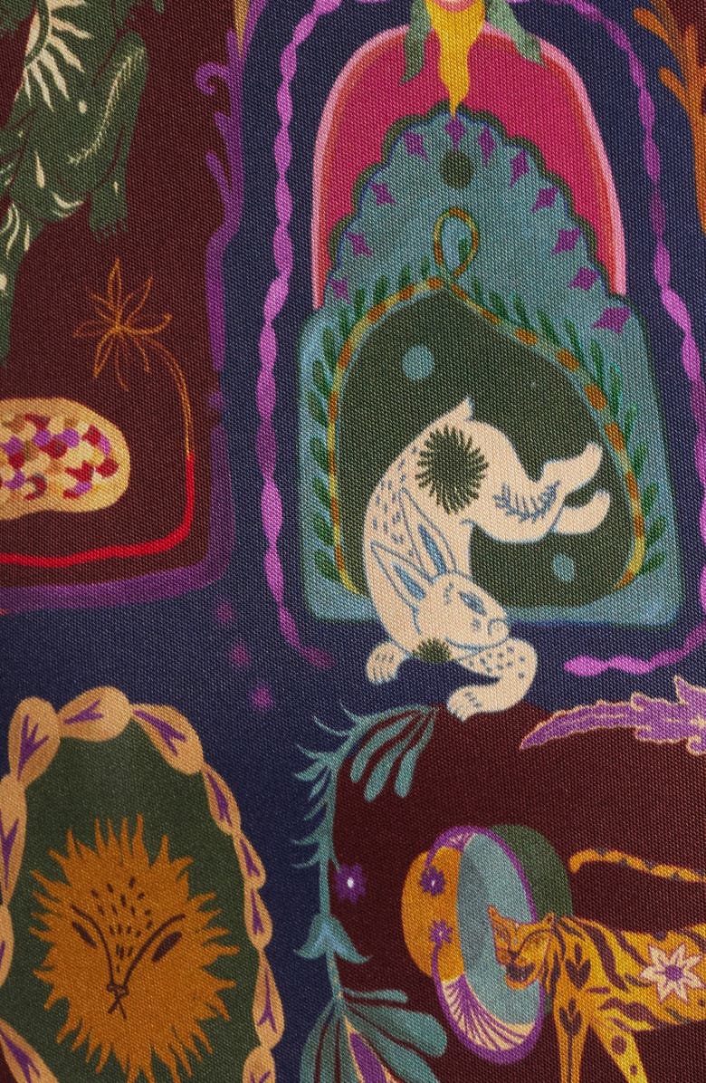 FARM Rio Artsy Surreal Long Sleeve Floral Jersey Dress, Alternate, color, Black