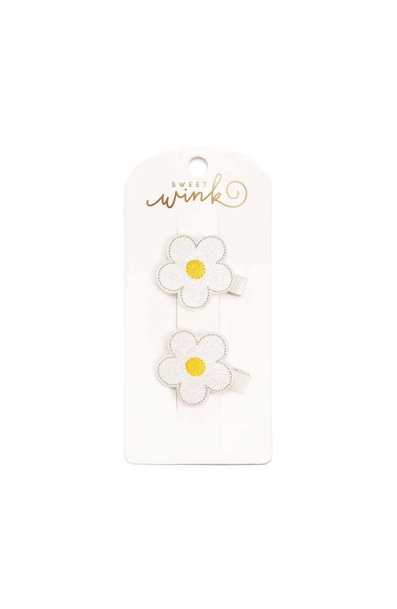 Sweet Wink Daisy Flower Clip Set, Main, color, White