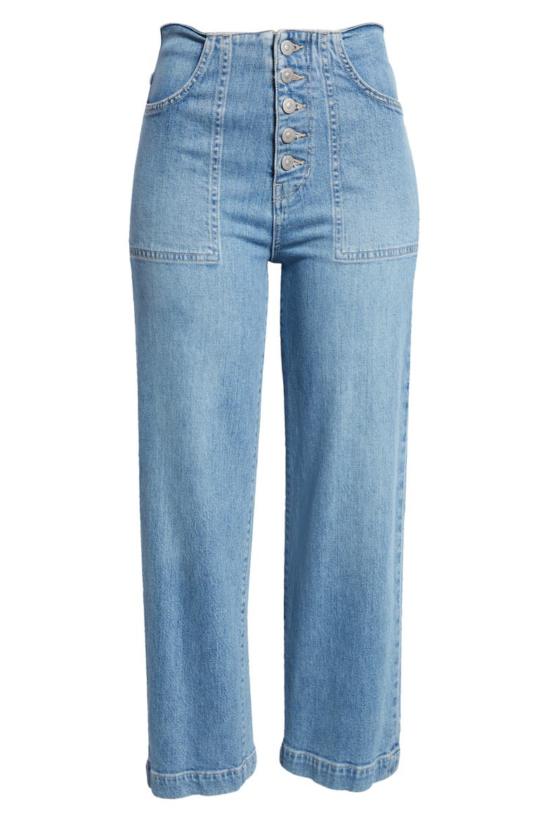 Crosbie Exposed Button Wide Leg Jeans, Alternate, color, ZEPHYR
