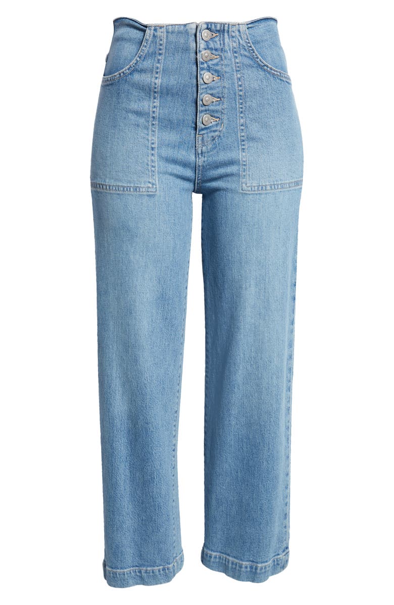 Veronica Beard Crosbie Exposed Button Wide Leg Jeans, Alternate, color, Zephyr