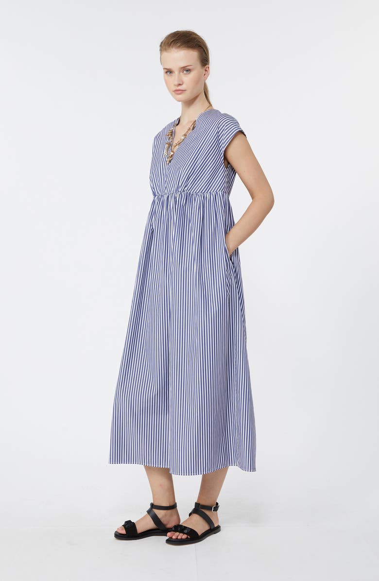 Weekend Max Mara Molo Stripe Cotton Dress, Alternate, color, Navy