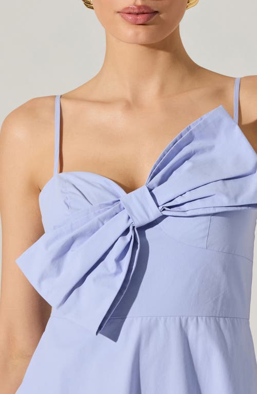 Astr The Label Twisted Bow Detail Cotton Dress In Blue