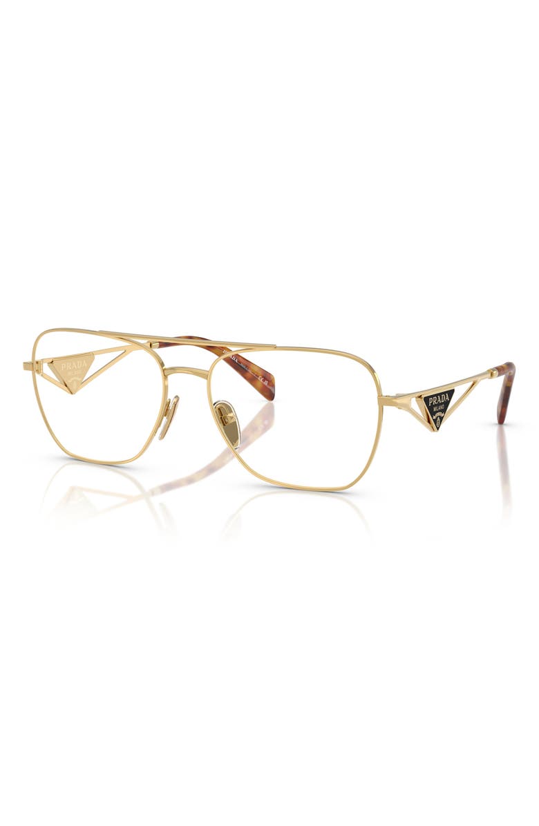 Prada 57mm Pilot Optical Glasses, Alternate, color, Gold