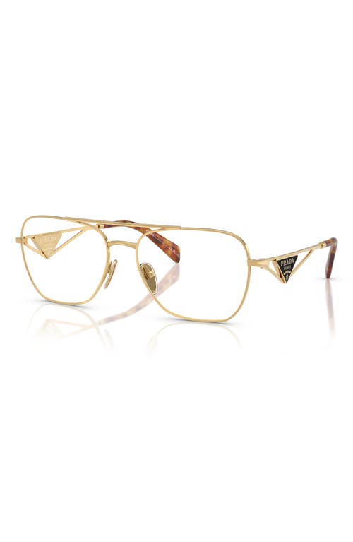 Prada 57mm Pilot Optical Glasses In Gold