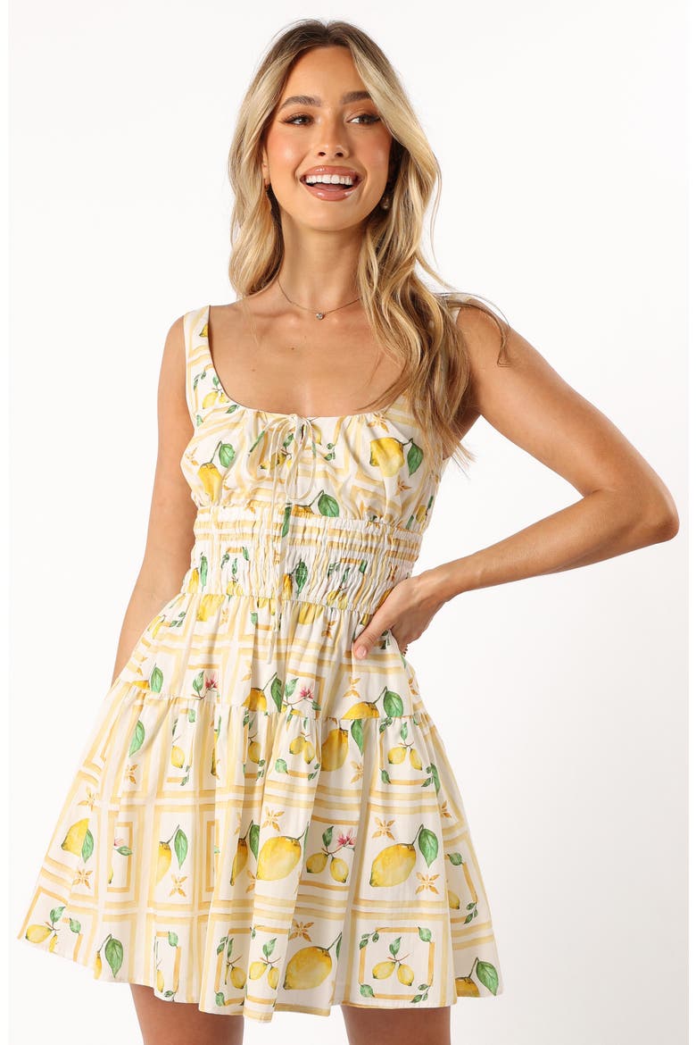 Cintrico Lemon Print Cotton Minidress, Alternate, color, LEMON