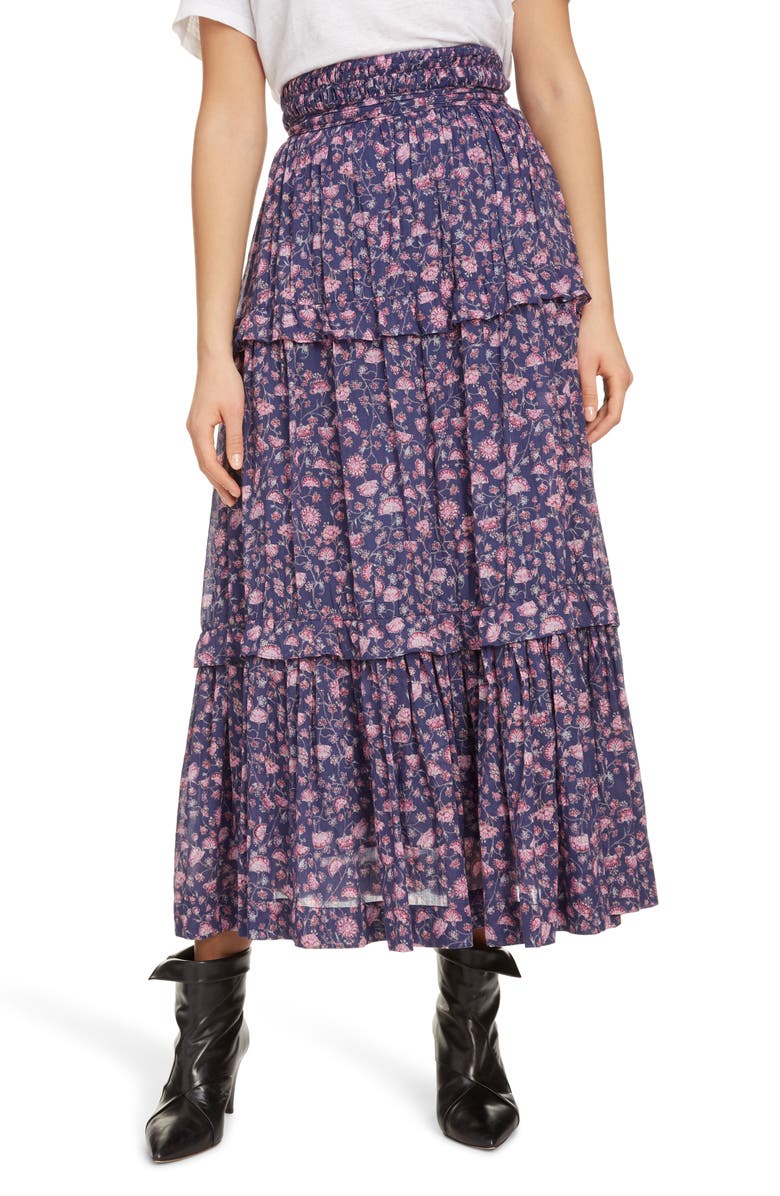 Isabel Marant Étoile Lineka Floral Midi Skirt, Main, color, 