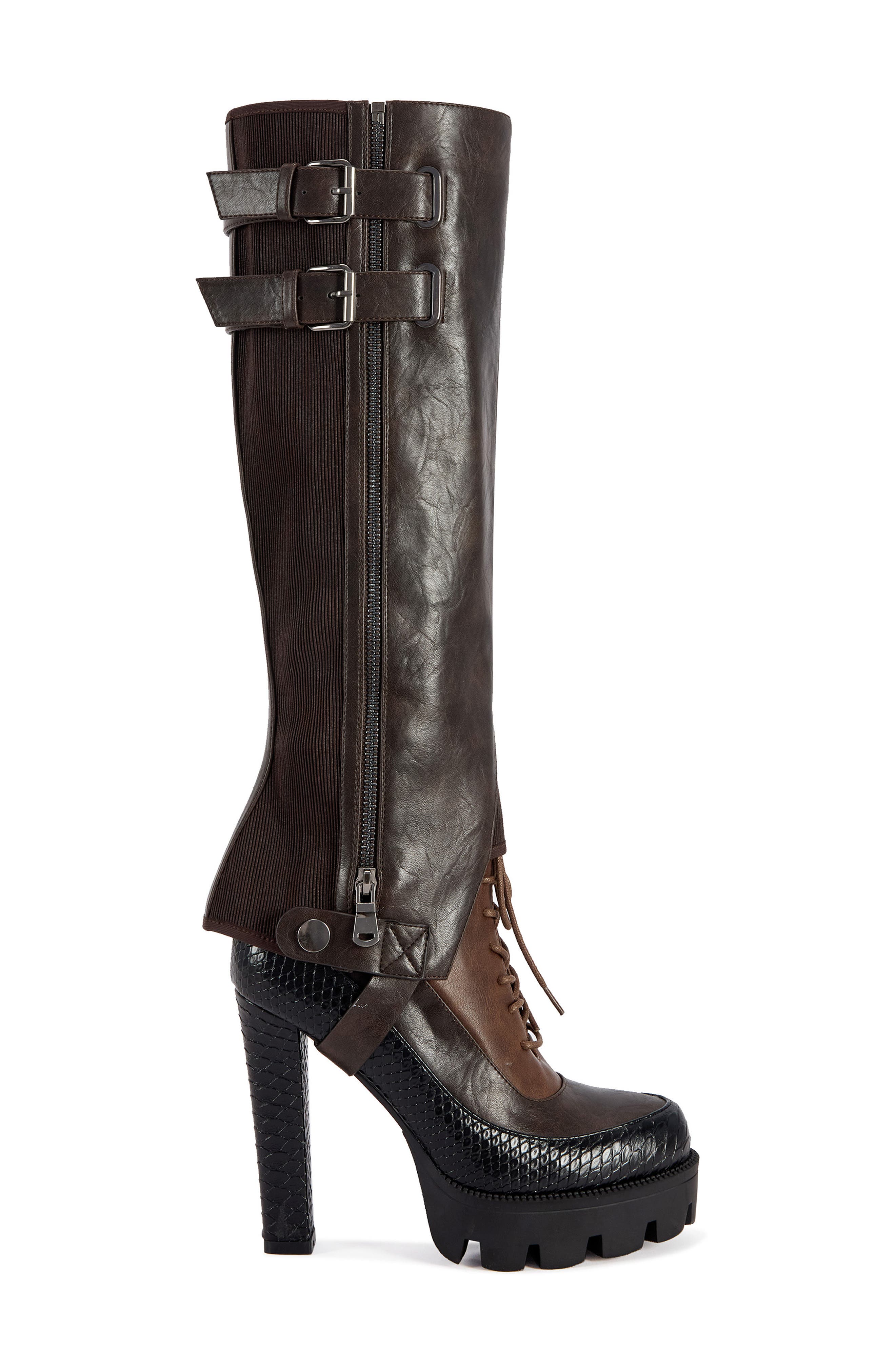 Cinder Faux Leather Knee High Boot, Alternate, color, ESPRESSO
