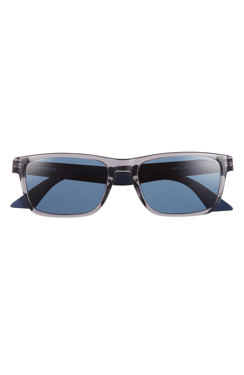 Montblanc 56mm Square Sunglasses, Main, color, Grey Black Blue