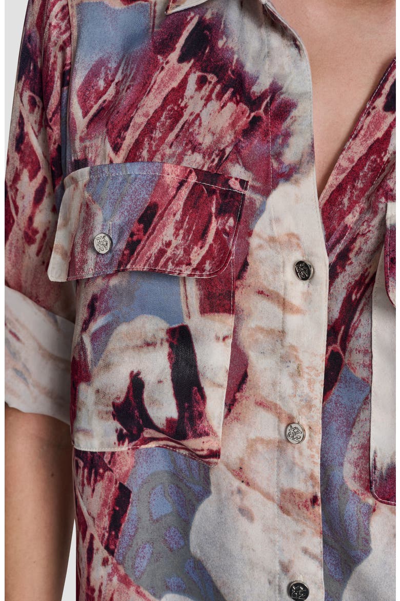 Abstract Print Roll-Tab Sleeve Button-Up Shirt, Alternate, color, URBAN SANDSTORM