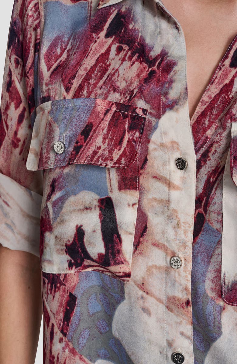 DKNY Abstract Print Roll-Tab Sleeve Button-Up Shirt, Alternate, color, Urban Sandstorm