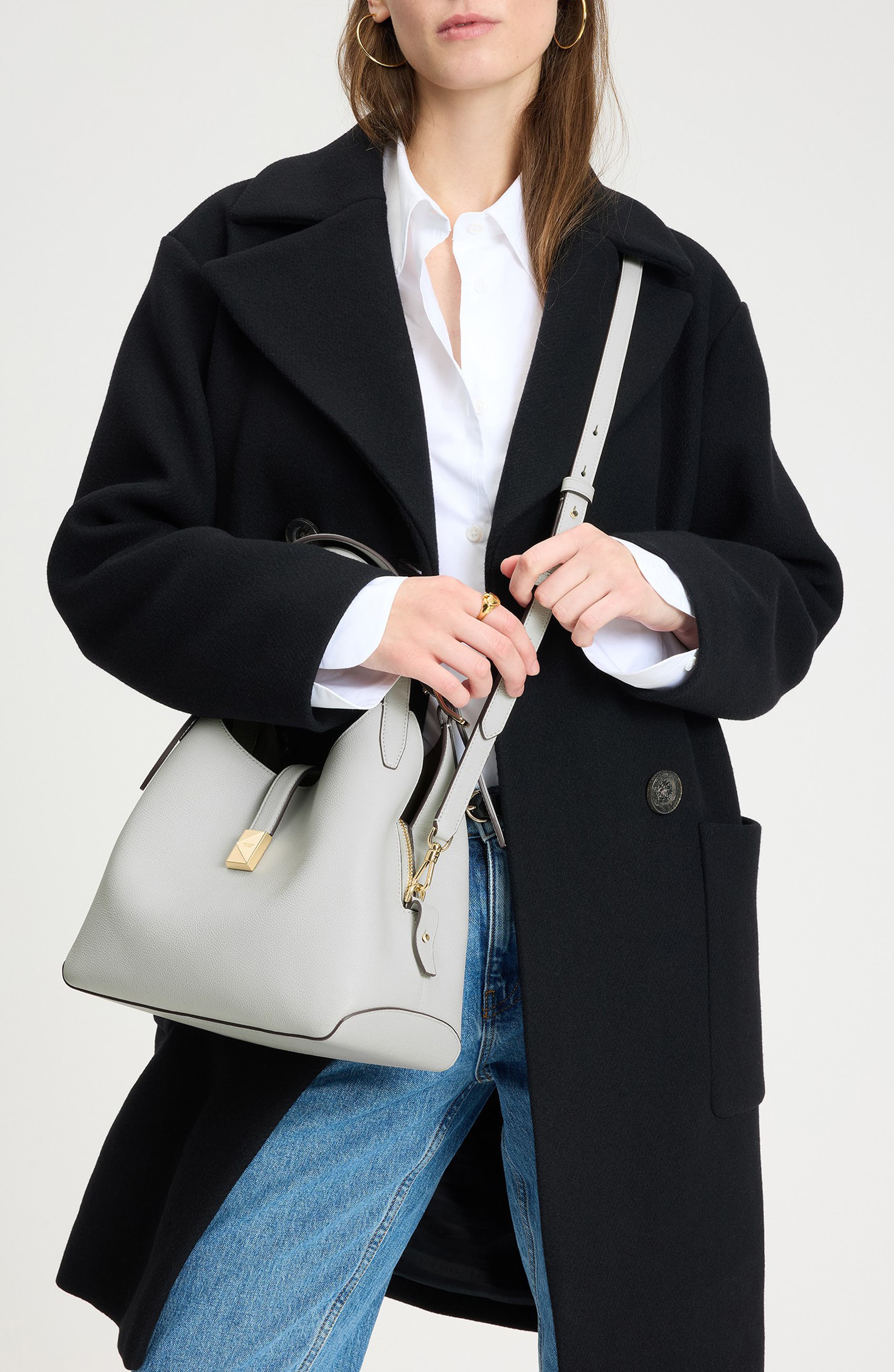 deco pebbled leather shoulder bag, Alternate, color, STONE PATH