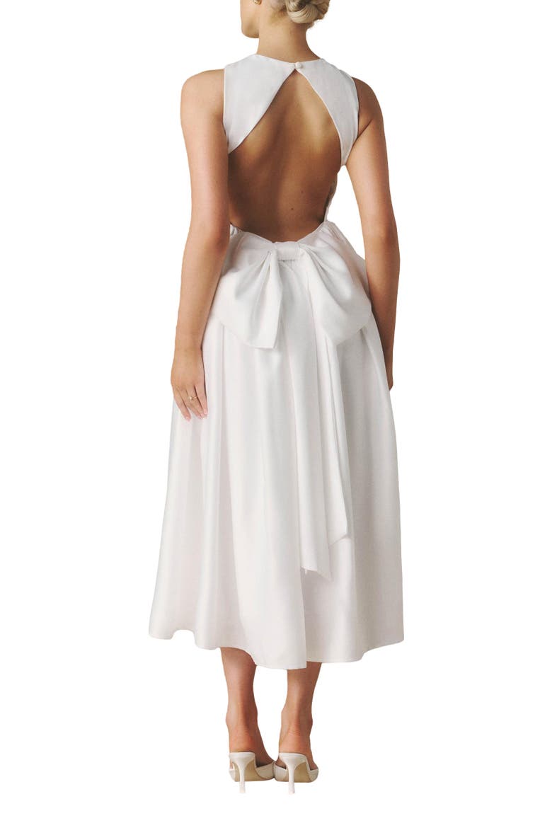 Penelope Bow Back Midi Dress, Alternate, color, White