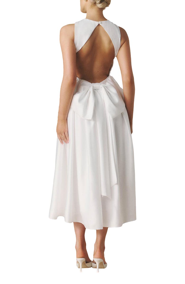 Six Stories Penelope Bow Back Midi Dress, Alternate, color, White