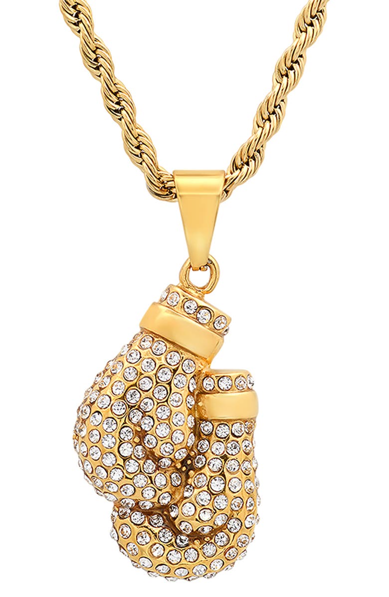 HMY JEWELRY Men's Boxing Gloves Pendant Necklace, Alternate, color, Yellow