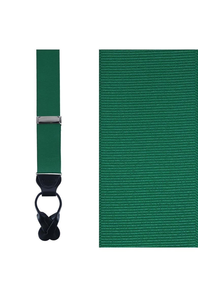 Phoenix 38mm Grosgrain Non Stretch Ribbon Button End Suspenders, Main, color, Dark Green