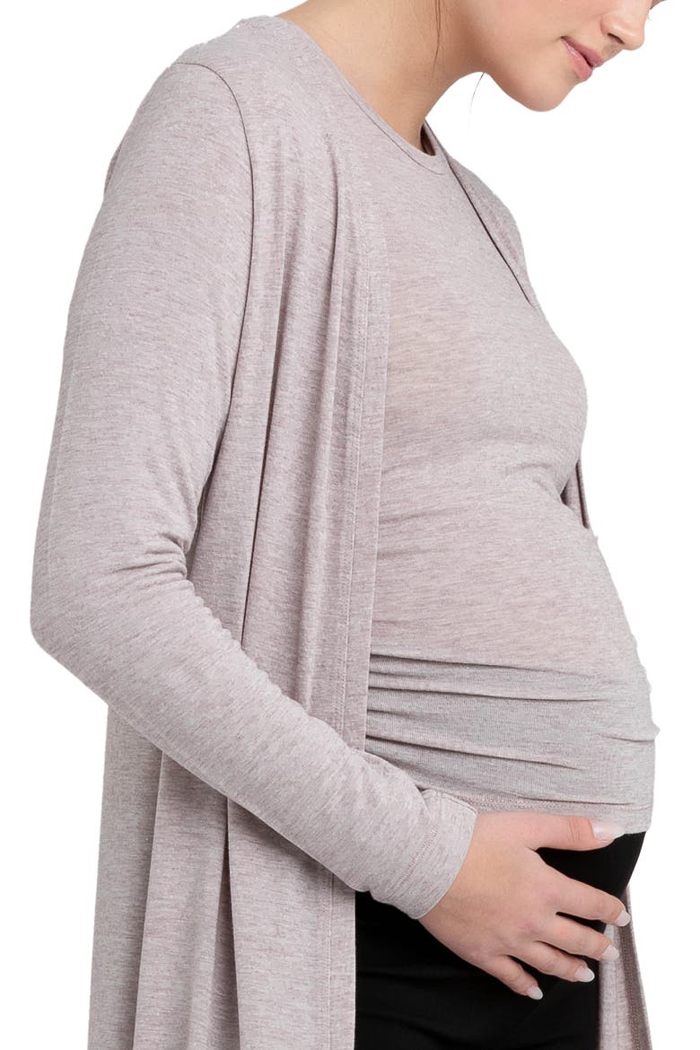 Nina Longline Maternity Cardigan, Alternate, color, SAND