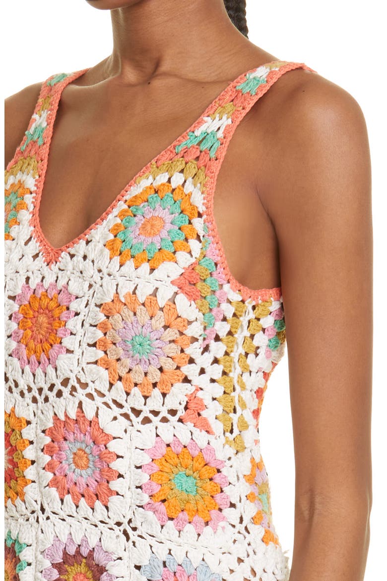 Crochet V-neck Midi Dress, Alternate, color, MULTI