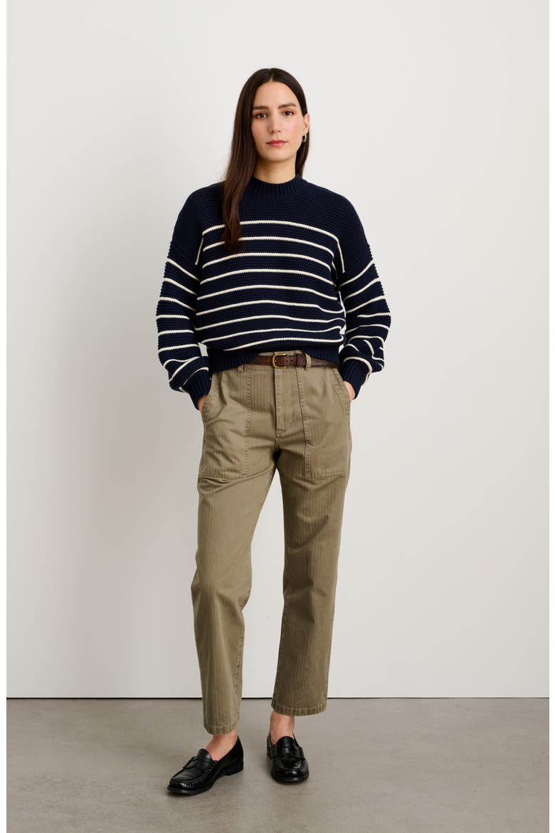 Neil Herringbone High Waist Straight Leg Utility Pants, Alternate, color, VINTAGE OLIVE