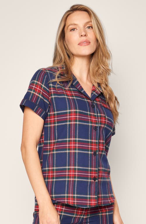 Petite Plume Windsor Tartan Cotton Short Pajamas In Blue