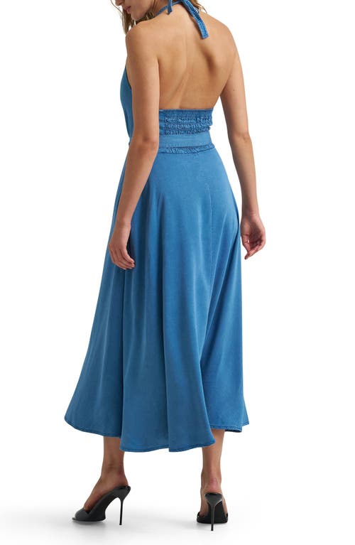 Lee Belted Button Front Midi Dress In Chambray