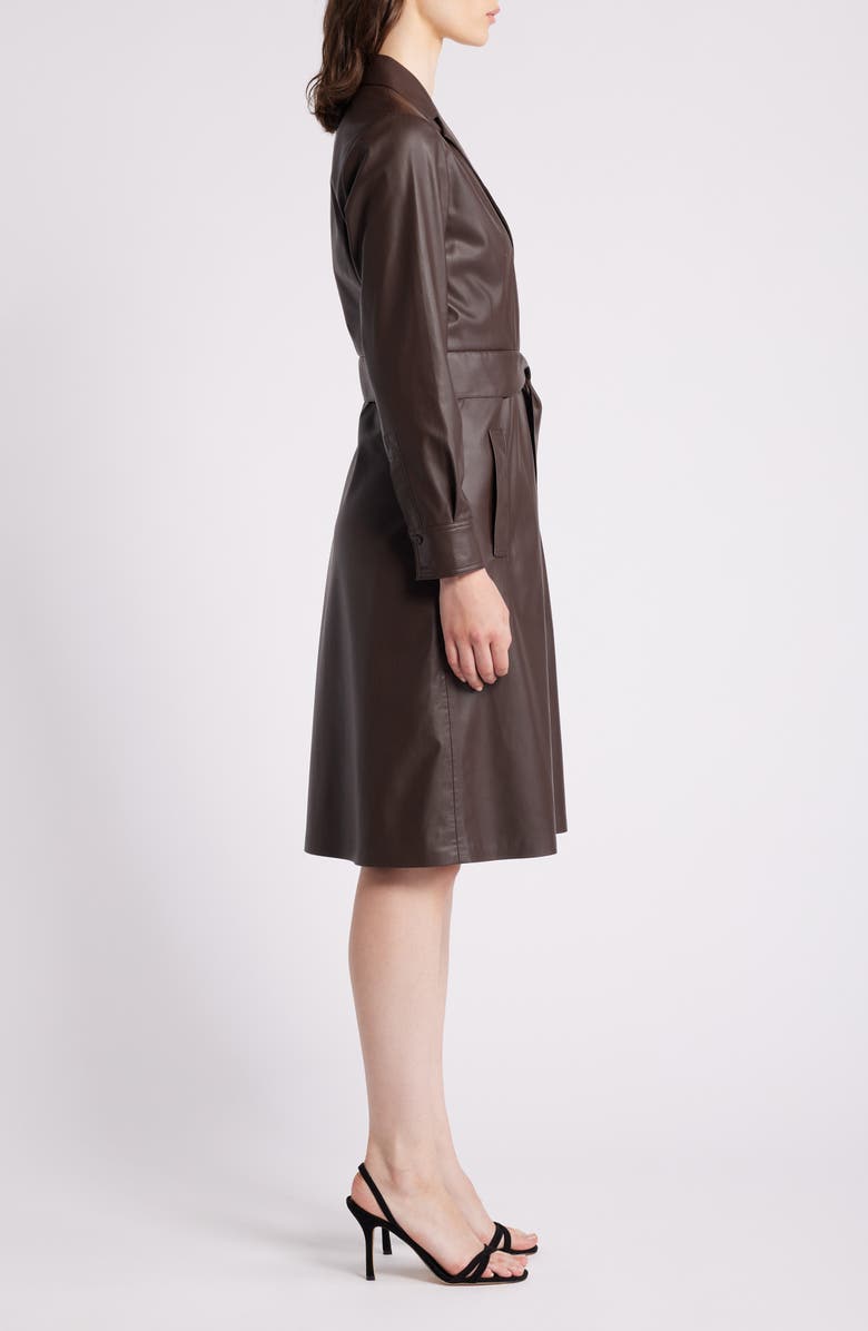 KOBI HALPERIN Tie Belt Long Sleeve Faux Leather Dress, Alternate, color,