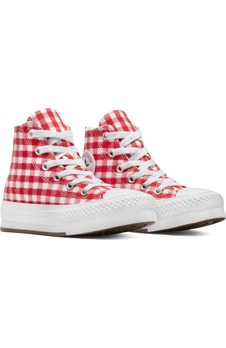 Converse Chuck Taylor All Star EVA Lift Gingham Canvas High Top Platform Sneaker, Alternate, color, Vintage White/ Red/ White