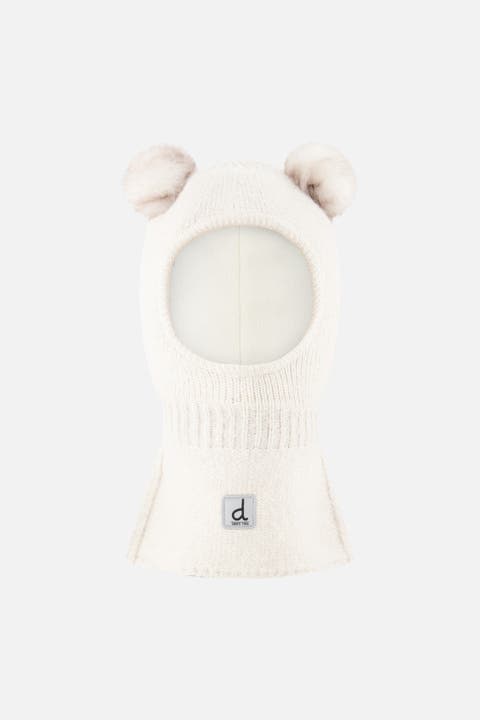 Knit Bear Ears Fleece Lined Balaclava