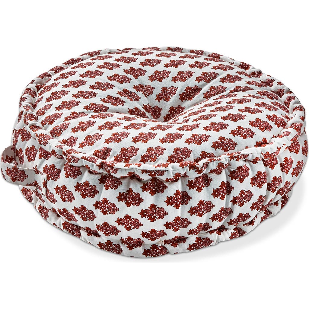 Tag Paradiso Block Print Cotton Decorative Throw Pillow With Handles In Red