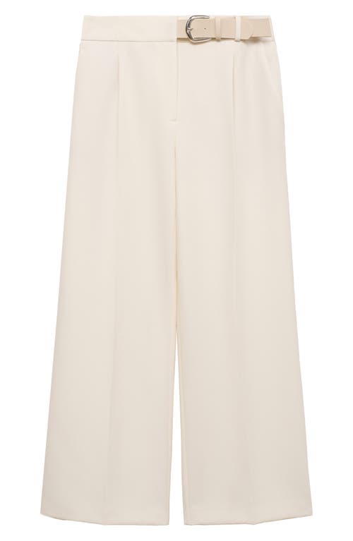 Shop Mango Cinto Belted Straight Leg Pants In Ecru