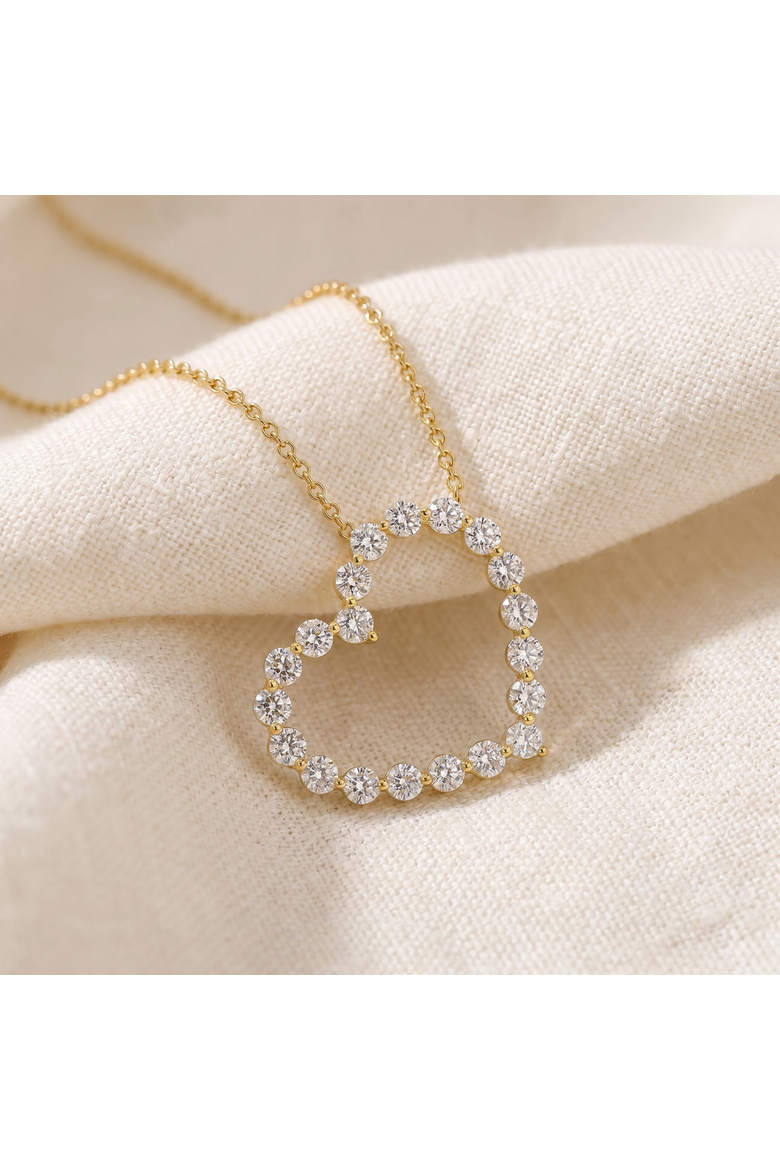 1 Ct Diamond Heart Pendant Necklace in White, Yellow, or Gold Lab Grown, Alternate, color, 14k White Gold
