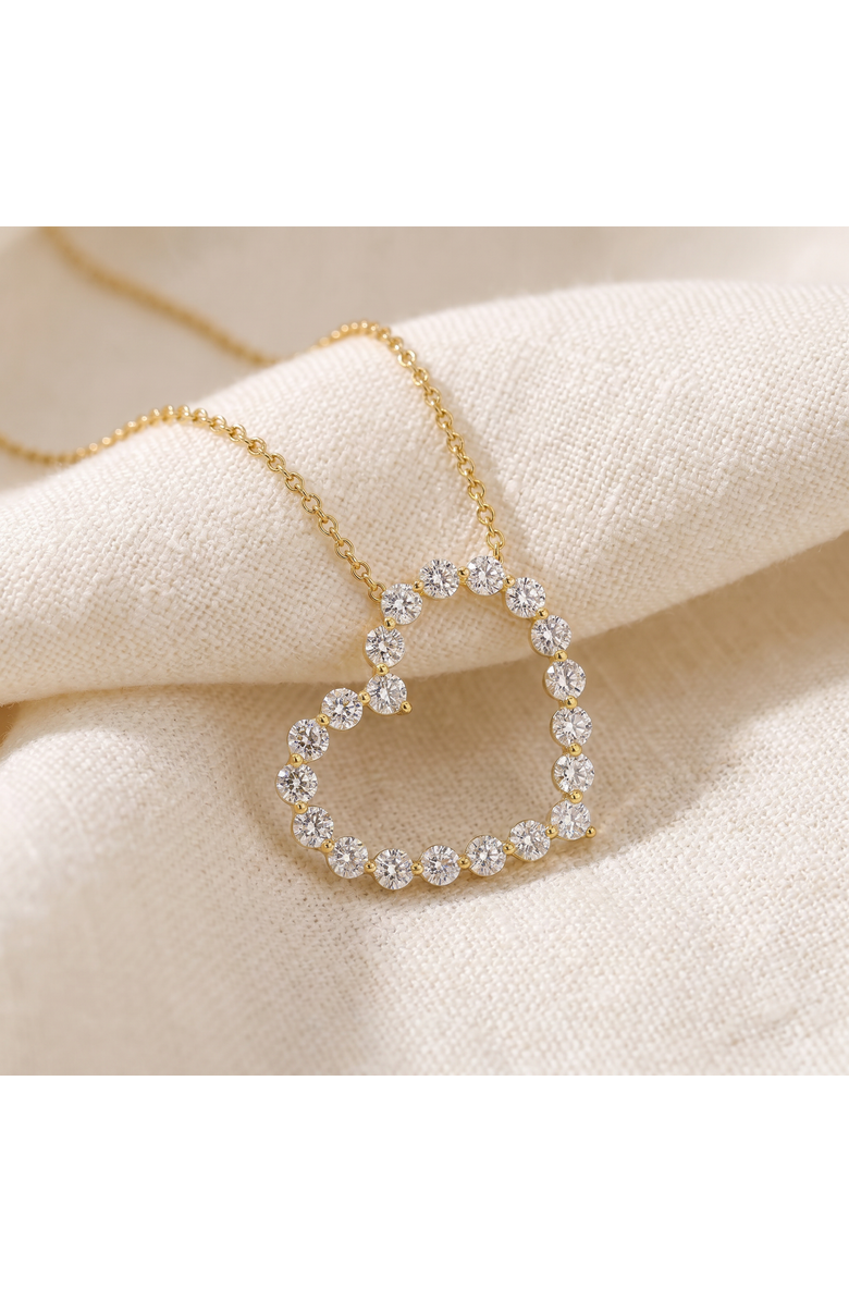 Bliss Diamond 1 Ct Diamond Heart Pendant Necklace in White, Yellow, or Gold Lab Grown, Alternate, color, 14K Yellow Gold
