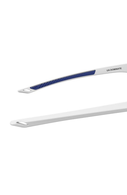 Under Armour Dominate 62mm Gradient Polarized Rectangular Sunglasses In Matte White Blue