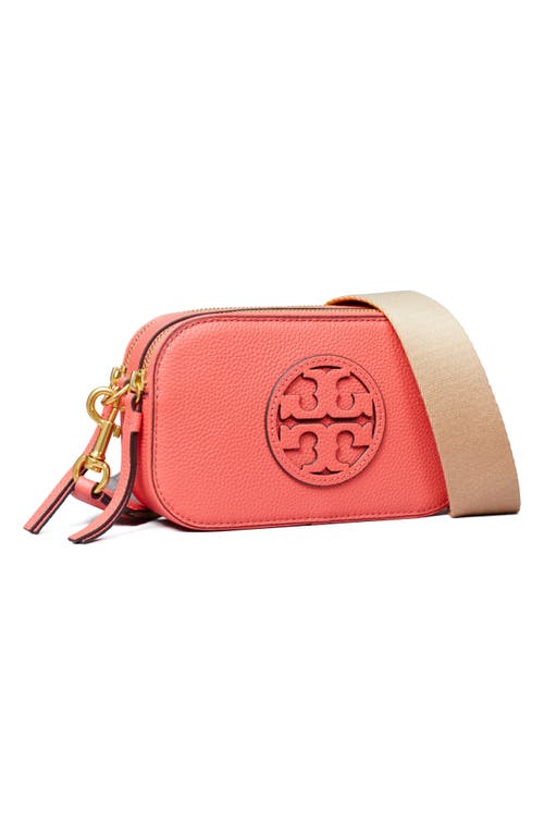 Tory Burch Mini Miller Leather Crossbody Bag In Coral Crush