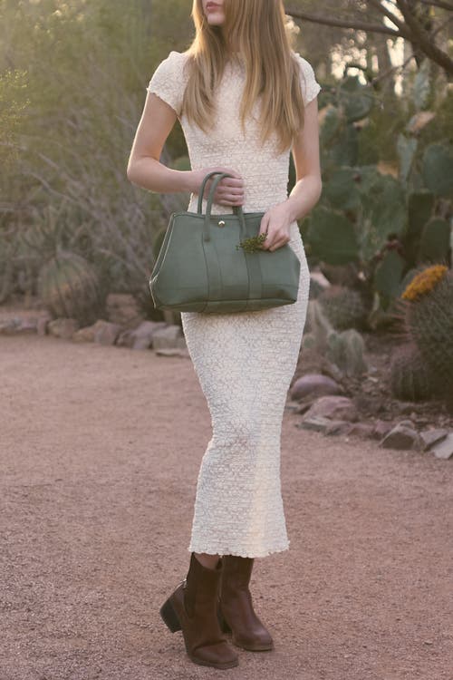 Ezra Arthur Audrey American Steer Leather Top Handle Bag In Moss