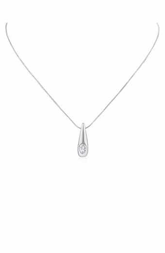 Cubic Zirconia Teardrop Pendant Snake Chain Necklace