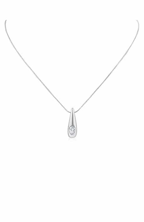 Cubic Zirconia Teardrop Pendant Snake Chain Necklace