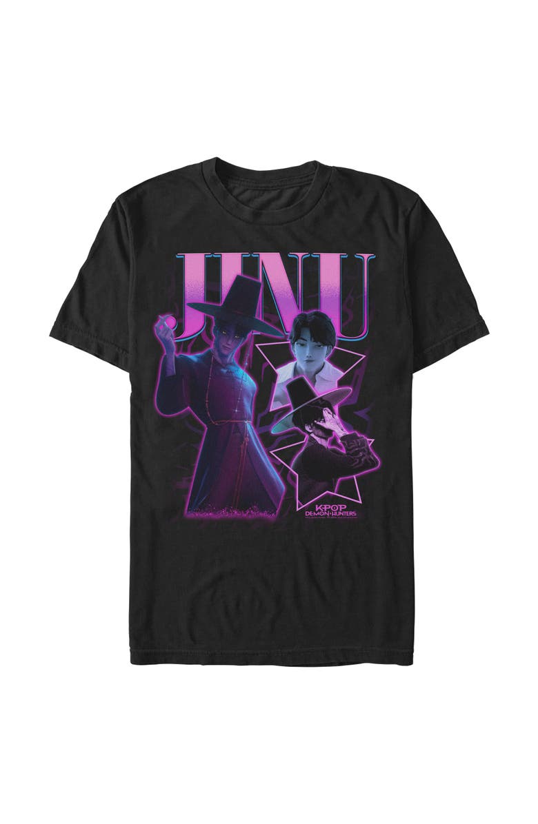 KPop Demon Hunters Men's KPop Demon Hunters Jinu Saja Collage Graphic T-Shirt, Main, color, Black