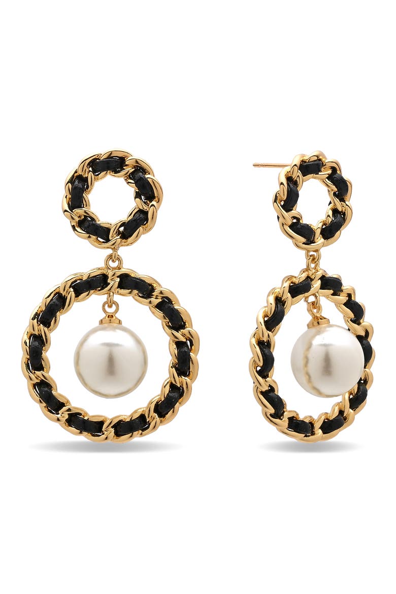 Liana Faux Pearl Drop Earrings, Main, color, GOLD
