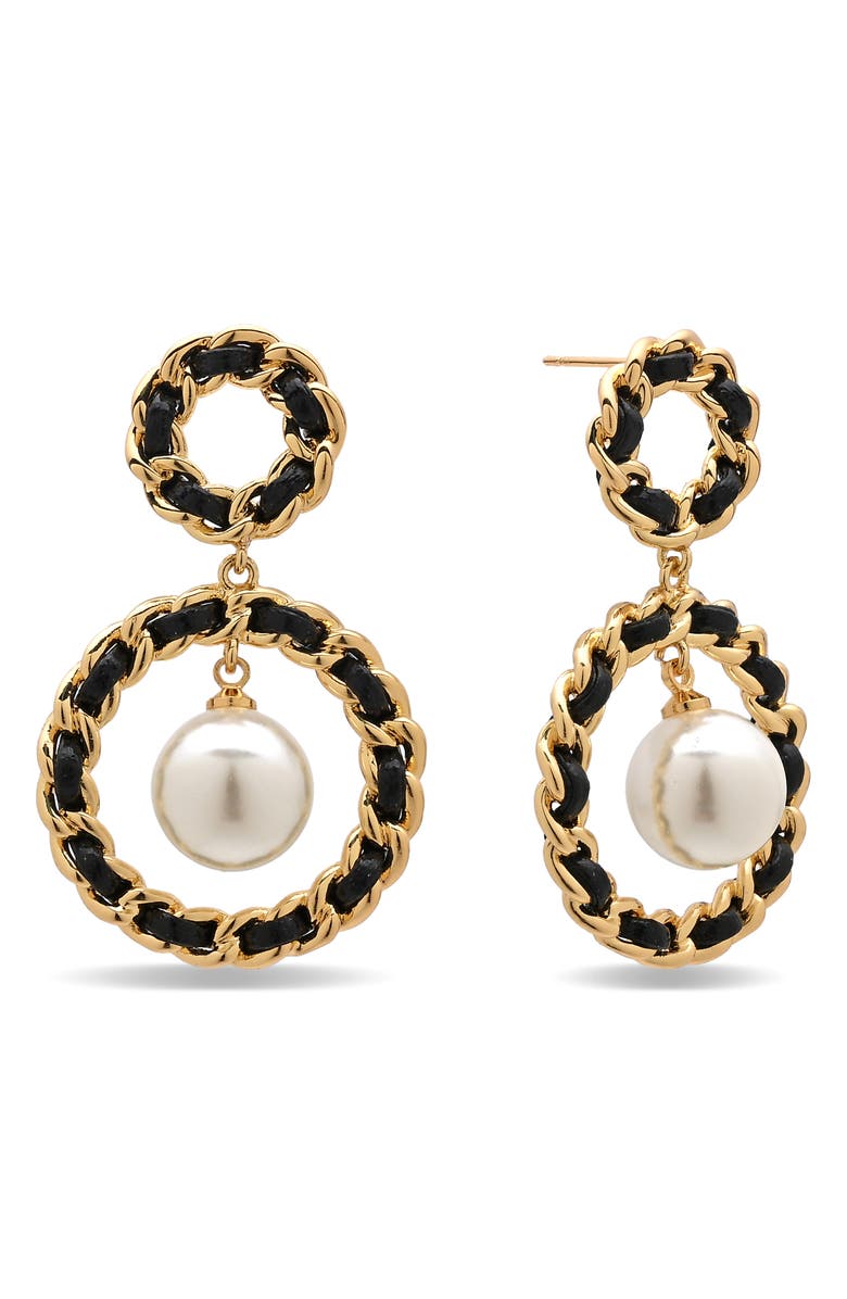 EYE CANDY LOS ANGELES Liana Faux Pearl Drop Earrings, Main, color, Gold