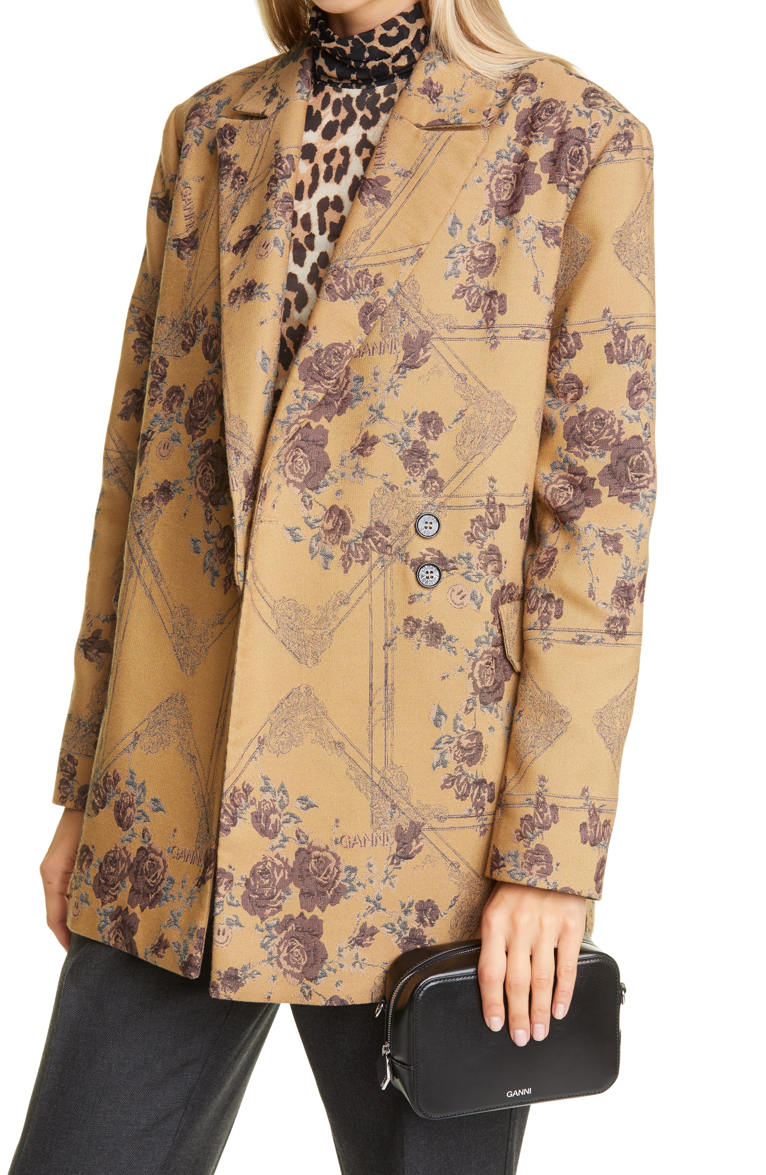 Ganni Leather Camera Crossbody Bag, Alternate, color, 