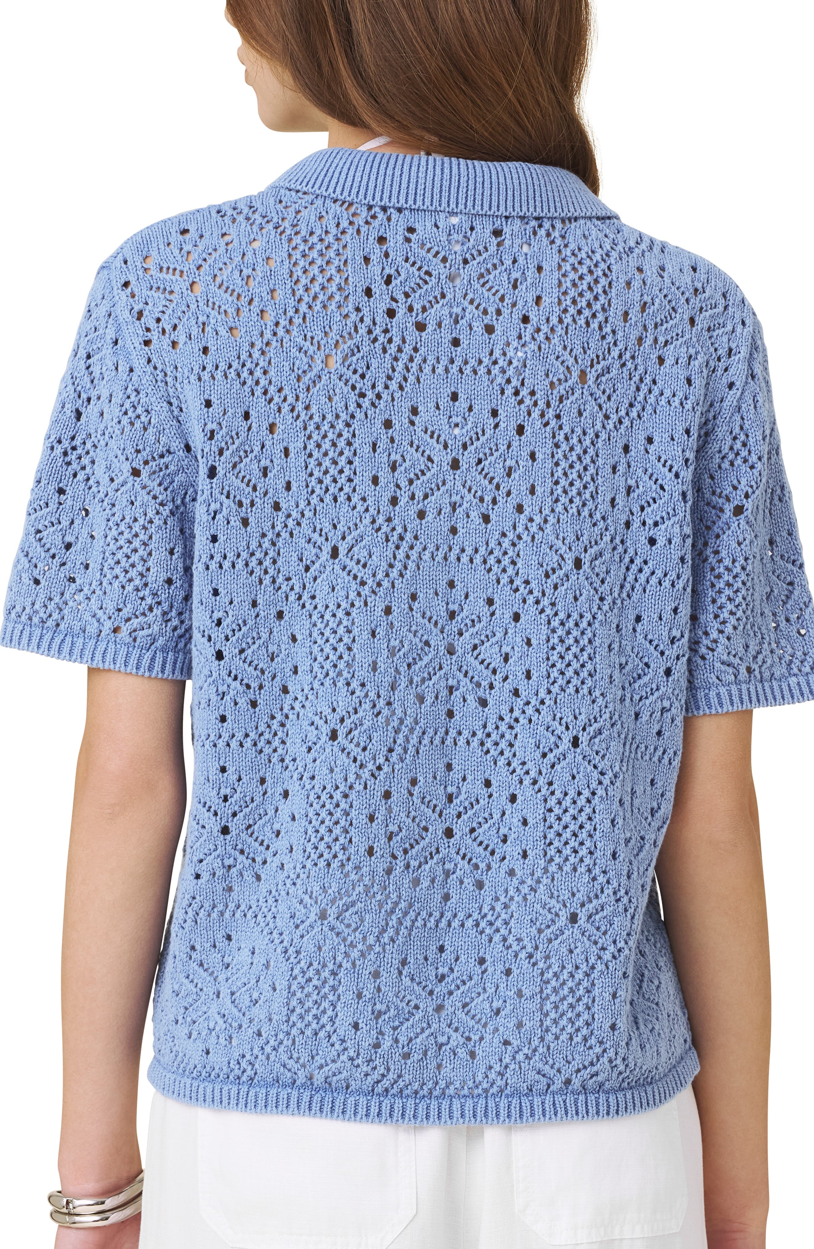 Beckham Crochet Button-Up Cotton Blend Polo - image 2