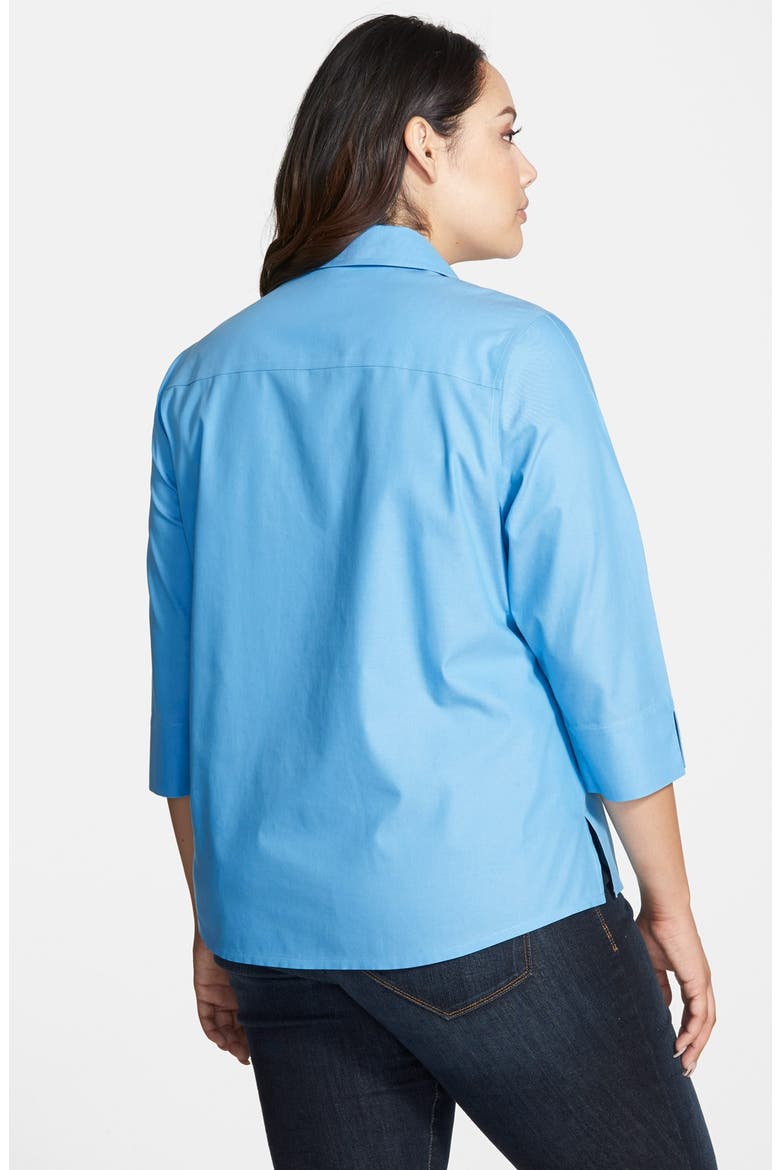 Shaped Non-Iron Cotton Shirt, Alternate, color, BAJA BLUE