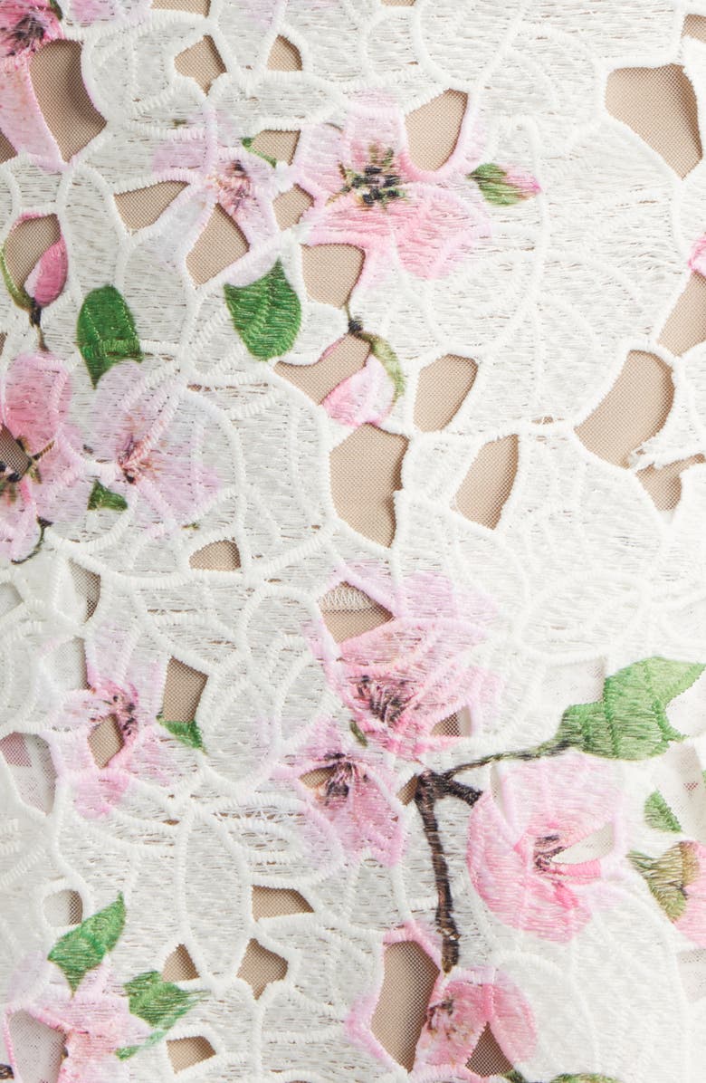 Lucy Paris Amiri Lace Cutout Minidress, Alternate, color, White Floral