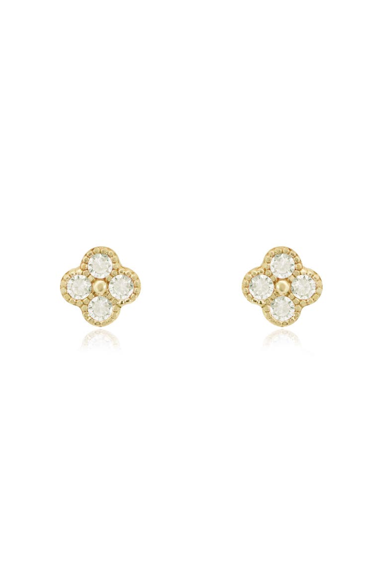 Mini Diamond Clover Stud Earrings, Alternate, color, Yellow Gold